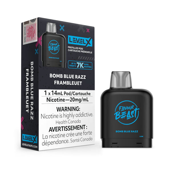 Flavour Beast Level X pods Bomb Blue Razz 7000